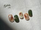 秋ニュアンスべっこうネイル