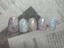 梅雨ニュアンスお花ネイル