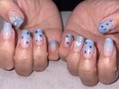 清涼感！大人押し花ブルーネイル