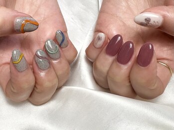 ヒールネイル(heal nail)/アシメうねうね×チューリップ