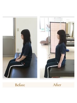 ストレッチヒーロー 倉敷中庄店/座り姿勢のビフォーアフター