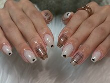エクラ(eclat)/ハート×チェックネイル