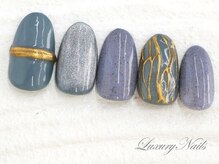 ラグジュアリーネイルズ オオミヤ(Luxury Nails Omiya)/くすみ*ブルーネイル