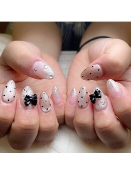 ソワ(sowa)/モノクロネイル、ワンホンネイル