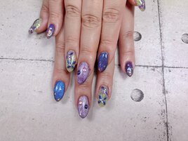 紫陽花デザインネイル