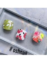 ネイルアンドアイラッシュスタジオ シュシュ(chouchou)/フットネイル・夏・手書きアート