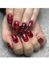 Valentine 赤チェックネイル