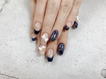 ネイル ビューティーマジック 葛西本店/ネイビーフレンチネイル