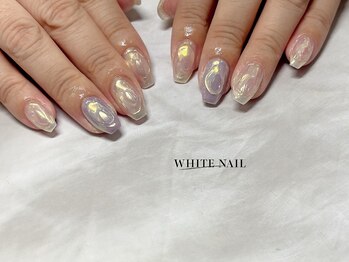 ホワイトネイル(WHITE NAIL)/持ち込み/ミラーネイル