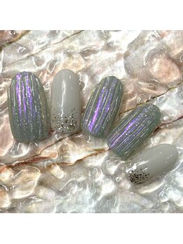 ルージュ(.Rouge)/グリーン×パープルバカラネイル