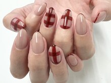 クラル 平塚店(CURAR)/ちゅるんと赤チェックネイル