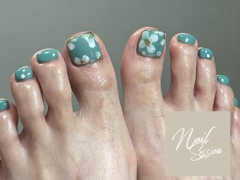 ネイルセッション(nail session)/人気のニュアンスフラワーフット