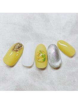 ナチュラル ネイル(Natural Nail)/ミモザ可愛い♪