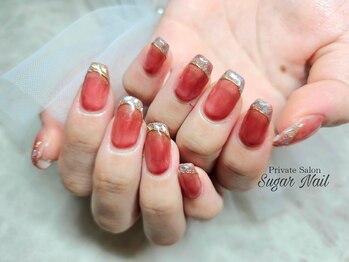 シュガーネイル(sugar nail)/じゅわっとボルドーネイル