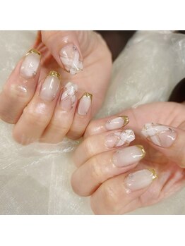 トランスモード ネイル/ミラーフレンチ×チェック¥8800