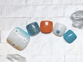 ターコイズ　フットネイル