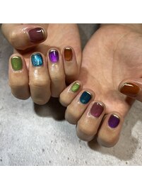 カラフルマグネットネイル