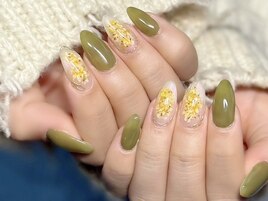 押し花ミモザネイル