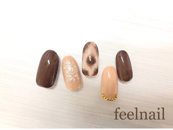 フィールネイル 天神橋店(feel nail)/赤べっ甲/キャメル/着物ネイル