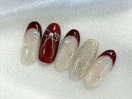 【森】ボルドー フレンチネイル