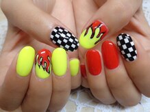 アミュリー ネイル アトリエ(Amury nail atelier)/チェッカーフラグ＆ファイヤー★