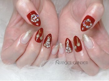 エンジェルガーデン 青山店(Angelgarden)/クリスマスネイル 赤ネイル 大人