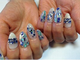 ブルーホワイトネイル