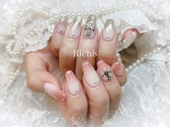 ネイルアンドまつげエクステ リッチエイト 原宿店(Rich8)/ミラーグラデ★クロムパーツ
