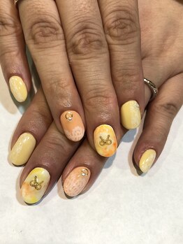 アース ネイルアイラッシュ 前橋店(EARTH Nail&Eyelash)/イエローネイル☆￥8000