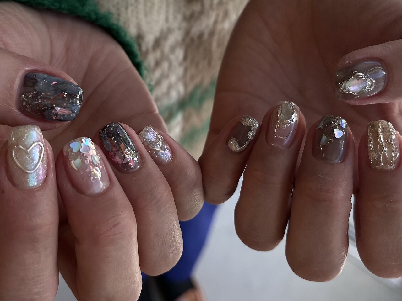 ネイルチップ ワンホン クリアハート シンプル ニュアンス 透け感