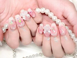 [トレンド]チークネイル×リボン