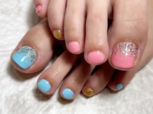 レディグリッター(Lady glitter)/ピンク水色アシメフット