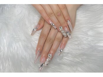 ヘブン ネイル 鶯谷(HEAVEN Nail)/ピンクグリッターネイル