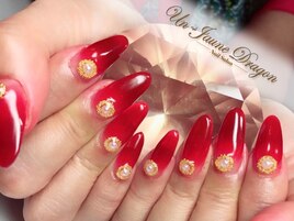 赤×パールネイル