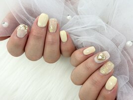 【森】イエロー×ミラーネイル