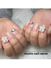 オルオル(OluOlu)/ちゅるんネイルにリボンを添えて