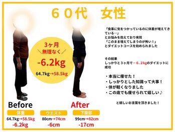 大の樹治療院 府中 中河原店/この歳でも痩せられて嬉しい！