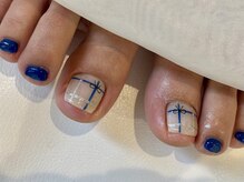 チェックネイル リボンネイル