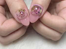 ドライフラワーで春ネイル♪