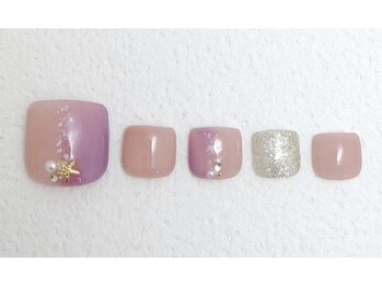 ネイル マニシア(Nail Manicia)/縦グラデ　ピンク　フットネイル
