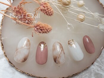 ネイルドール(Nail Doll)/ピンク×大理石調