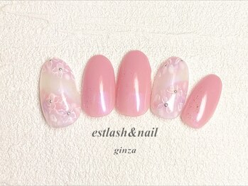 エストラッシュアンドネイル 銀座店(est lash&nail)/ピンクアジサイネイル
