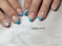 ホワイトネイル(WHITE NAIL)/持ち込み/手書き/夏ネイル