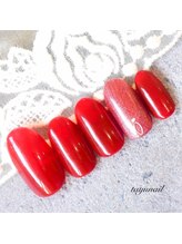 たゆ ネイル(たゆnail)/華やかキラキラレッドネイル☆