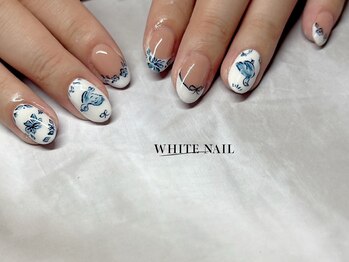 ホワイトネイル(WHITE NAIL)/手書き/持ち込み/パラジェル