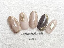 ブラウンマーブルネイル