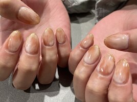 カフェネイル＋先端ミラー