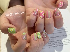 ちぐはぐ春ネイル.・～*