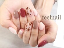 フィールネイル 天神橋店(feel nail)/赤べっ甲/キャメル/着物ネイル