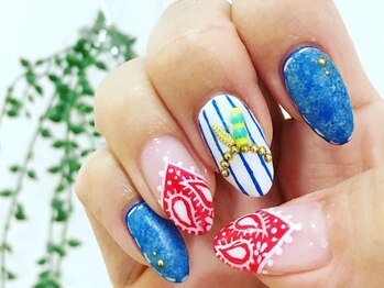 ネイルサロン ティディ(TIDY)/バンダナ×フェザー×デニム★